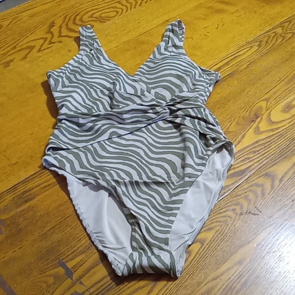 Andie Green and White One Piece Swimsuit